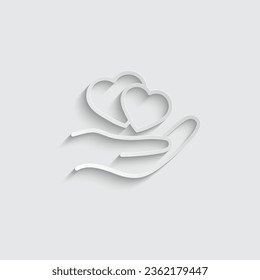 paper heart in hand vector icon love icon care sign 