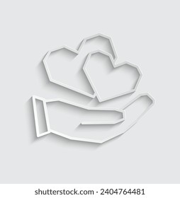 paper heart in hand vector icon hands holding a heart love care sign polygonal geometric