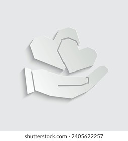 paper heart in hand vector icon hands holding a heart love care sign polygonal geometric