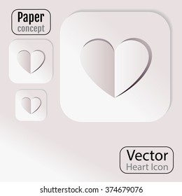 Paper Heart Icon Vector Art, Stock Vector
