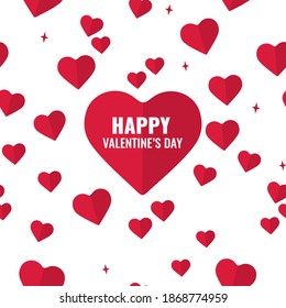 Paper heart with the inscription and flying around hearts . On white background. Valentine's day, love, fun time concept. vector seamless pattern background