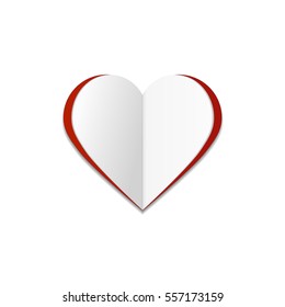 Paper heart isolated on white background. Vector illustration.