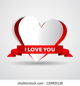Paper heart - I love you - vector card
