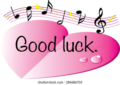 paper heart and music note with good luck
