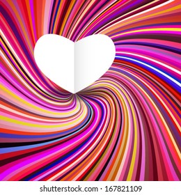 paper heart on abstract bright background