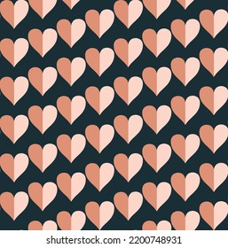 Paper heart on dark black background. Hearts background. Vector seamless texture. Love pattern for St. Valentine's Day, Mothers Day.
