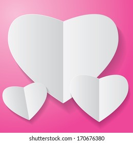 Paper heart on pink background. vector illustration