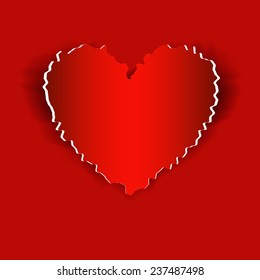paper heart on a red background