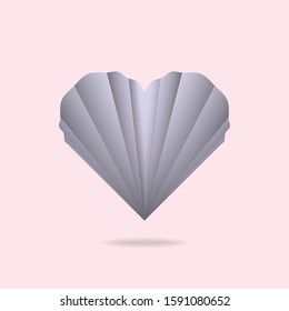 Paper Heart Origami Effect Valentine's Day Vector Background Illustration