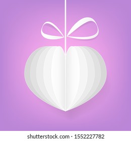 Paper heart ornament for Christmas, Valentine and New Year decorations isolated on background, Paper art illustration vector
