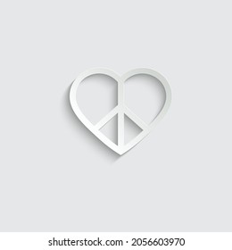 signo vectorial de icono de paz del corazón del papel
