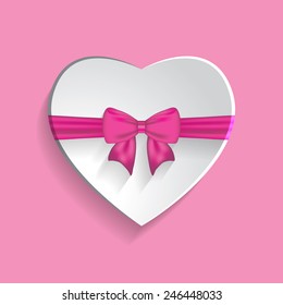 paper heart with pink bow. Vector illustration