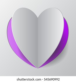 Paper heart with purple backgound