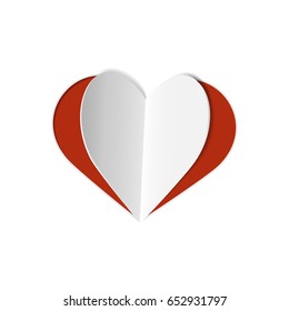 Paper heart. Red heart cut out from paper. 
