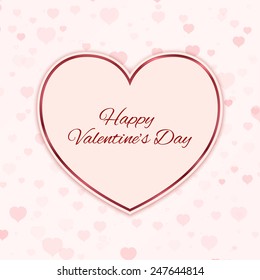 Paper heart with red ribbon and a bow. Valentines day greeting card. Vector illustration