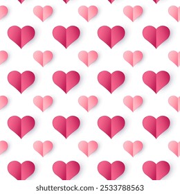 Paper heart seamless pattern. Love background for Valentine`s Day. 