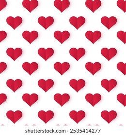 Paper heart seamless pattern. Love background for Valentine`s Day. 