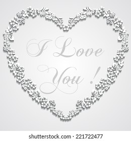 Paper heart with shadow Happy Valentines Day card. Trendy Design Template. vector illustration 