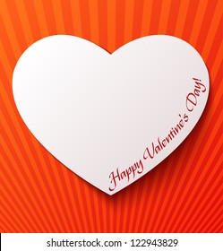 Paper heart with shadow over red background. Vector illustration