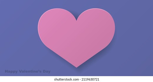Paper heart with shadow vector illustration. Happy Valentine's day concept.