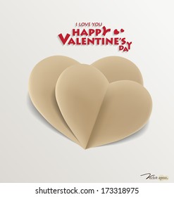 Paper heart shape symbol for Valentines day. Vector illustration.