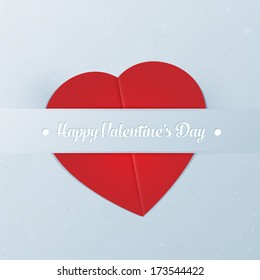Paper heart shape symbol for Valentines day with text