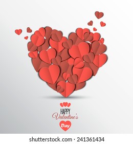 Paper heart Valentines day card. Can be used for wallpaper, canvas print, decoration, banner, advertising. Vector