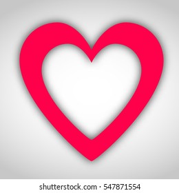 Paper heart Valentines day card on white background