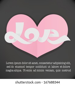 paper heart, vector greeting postcard
