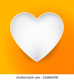 Paper heart. Vector icon isolated on orange background.