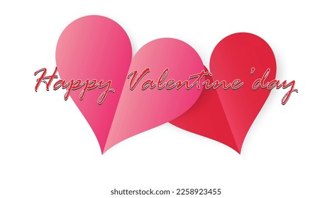 ilustración del vector del corazón del papel con texto feliz de la tarjeta de saludo del día de valentina del día de la valentina del texto