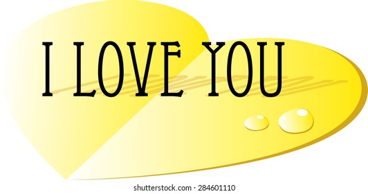 paper heart and water drop with i love you