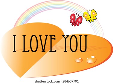 paper heart and water drop with i love you