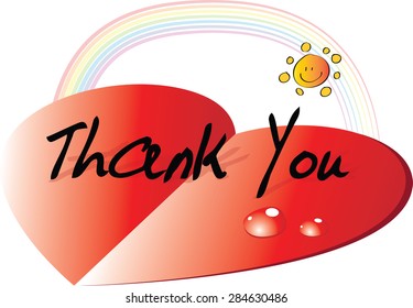 paper heart and water drop with thank you card