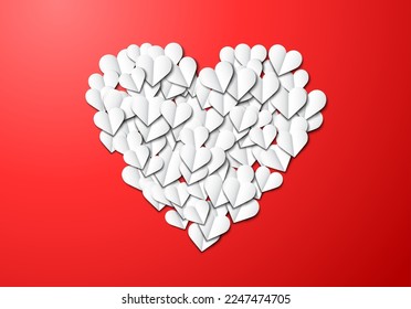 Paper hearts background for Valentine's Day greeting card design.