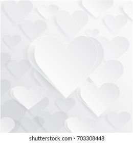 Paper hearts background. Valentines Day card. Vector illustration