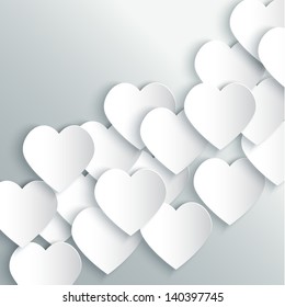 Paper hearts background. Vector illustration