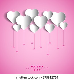 Paper Hearts balloons With Shadow - vector illustration Postcard