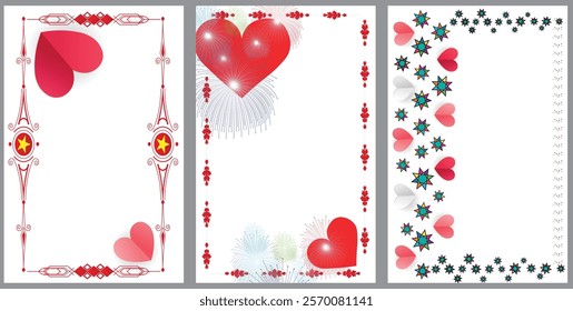 Paper hearts decoration on transparent background with empty space for your message