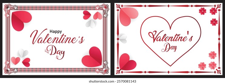 Paper hearts decoration on transparent background with empty space for your message