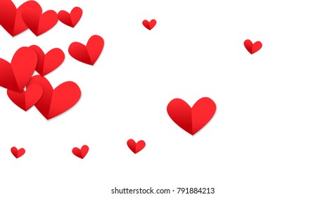 Paper Hearts Falling Down. Illustration with  Paper Hearts for your Design. Wedding Background for Greeting Card, Invitation or Banner. Happy Valentines Day Background.  Vector illustration.