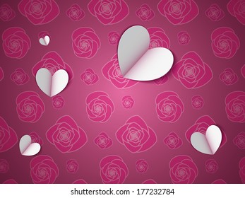 Paper Hearts on the Flower Pattern