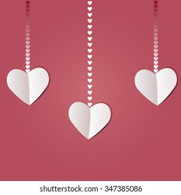 paper hearts on a pink background EPC 10 Valentine's day card