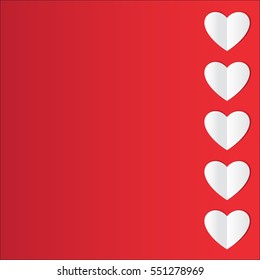 Paper hearts on red background. Vector.
