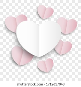 Paper hearts on the transparent background. Eps 10 vector file.