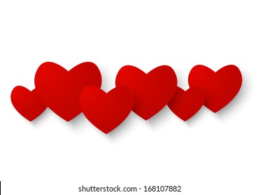 Paper hearts on white background
