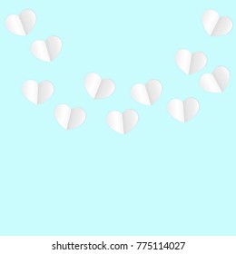 Paper Hearts Origamy Confetti  Background.St. Valentine's Day pattern.  Romantic  Design Element. Love. Sweet Moment. Vector Illustration for Cards, Posters, Weddings, Birthday Party, Sales.