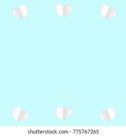 Paper Hearts Origamy Confetti Background.St. Valentine's Day pattern. Romantic Design Element. Love. Sweet Moment. Vector Illustration for Cards, Posters, Weddings, Birthday Party, Sales. Frame.