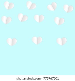 Paper Hearts Origamy Confetti Background.St. Valentine's Day pattern. Romantic Design Element. Love. Sweet Moment. Vector Illustration for Cards, Posters, Weddings, Birthday Party, Sales. Frame.