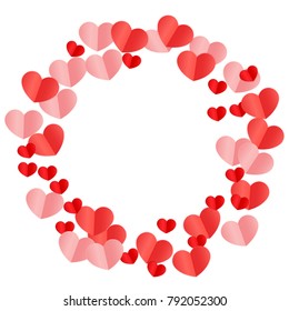 Paper Hearts Origamy Confetti Background.St. Valentine's Day pattern. Romantic Design Element. Love. Sweet Moment. Vector Illustration for Cards, Posters, Weddings, Birthday Party, Sales.